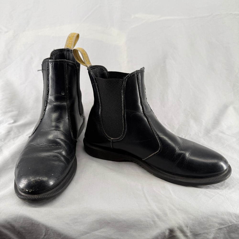 Dr Martens Vegan Flora Chelsea Boots Black Synthetic Leather Pull On Mens 10